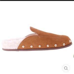 Aqua faux fur shearling mule slipper